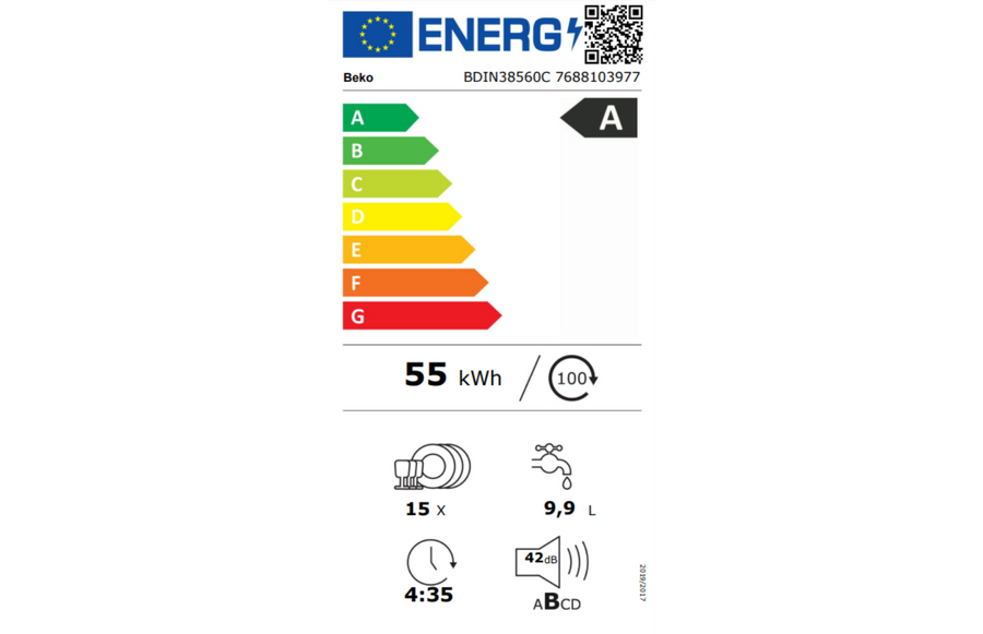 Lave-vaisselle Encastrable 15 couverts Reconditionné BEKO BDIN38560C