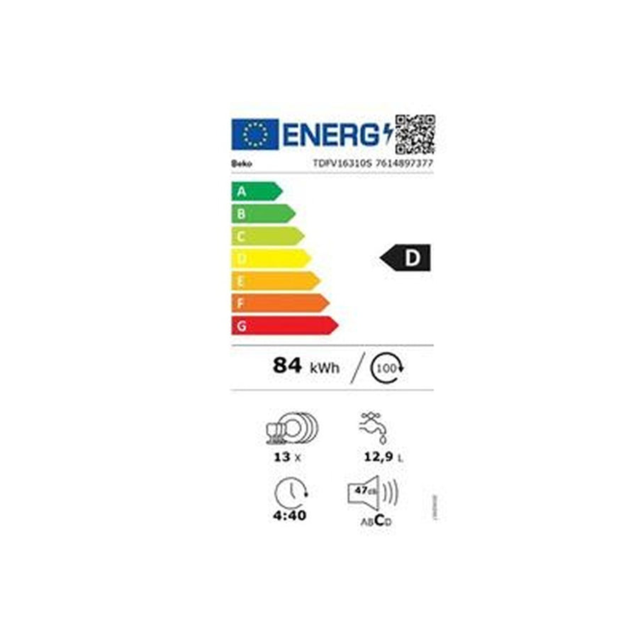 Lave-vaisselle Pose Libre 13 couverts Neuf BEKO TDFV16310S