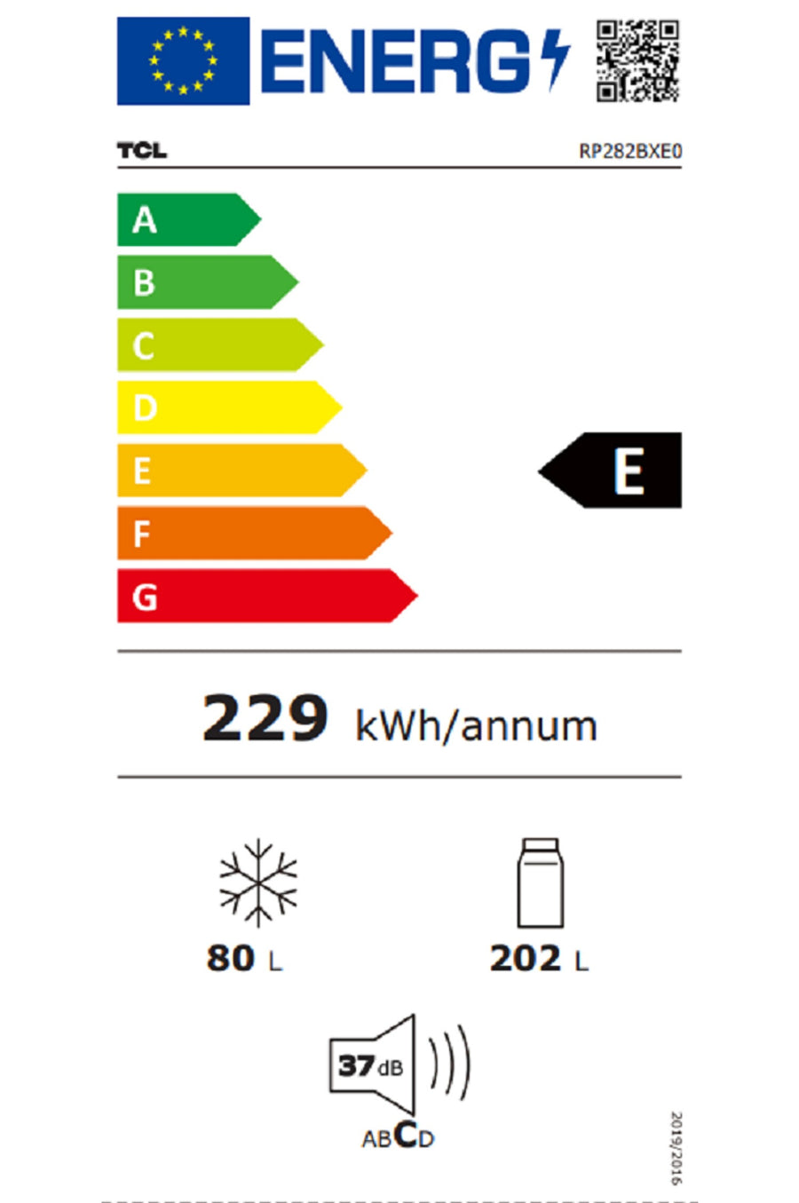 Réfrigérateur avec congélateur TCL RP282BSF0