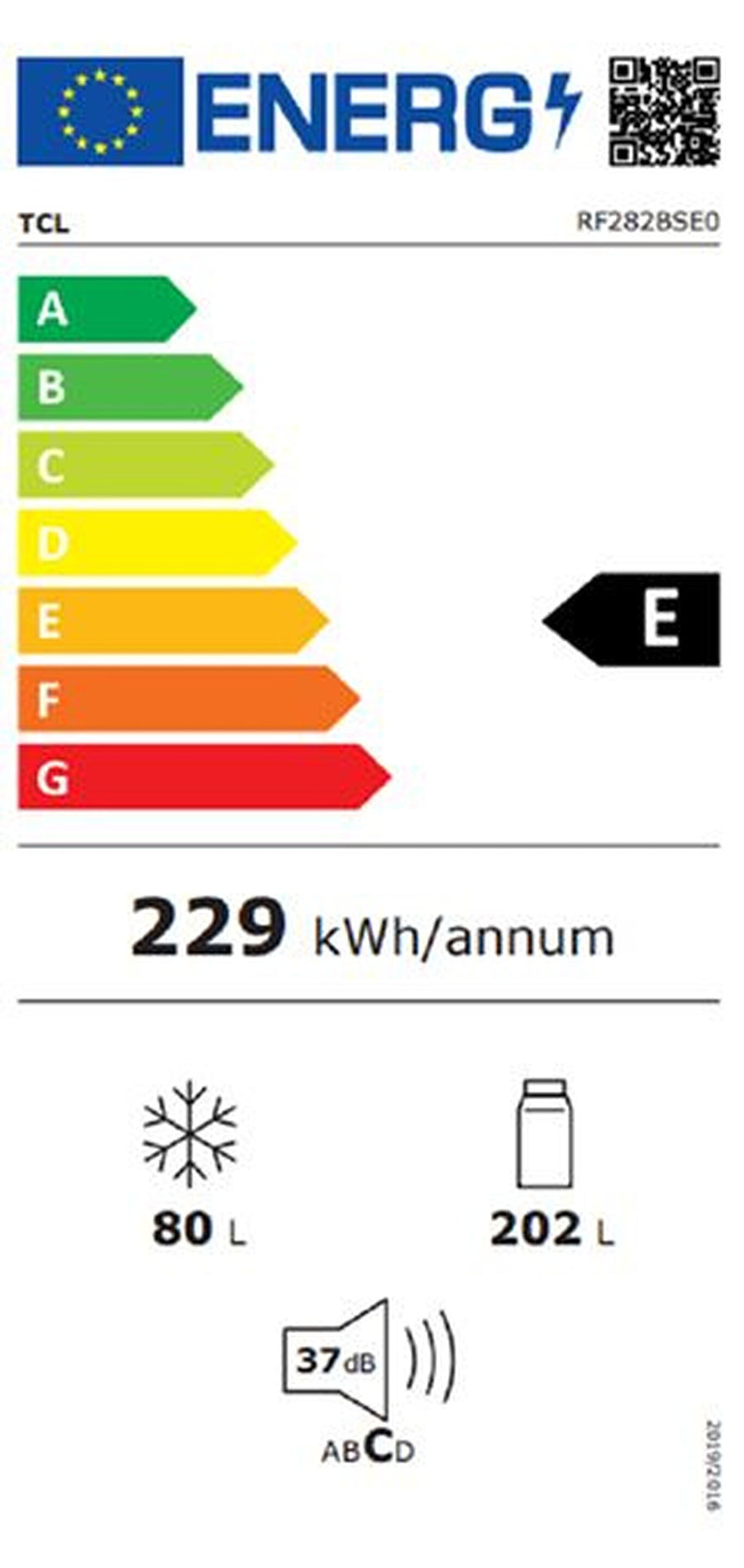 Réfrigérateur avec congélateur TCL RF282BSE0
