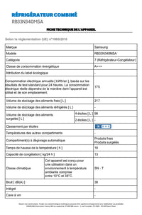 Réfrigérateur avec congélateur SAMSUNG RB33N340MSA