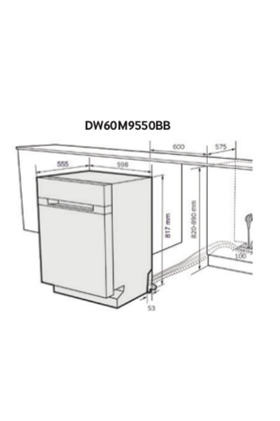 Lave-vaisselle encastrable SAMSUNG DW60M9550BB