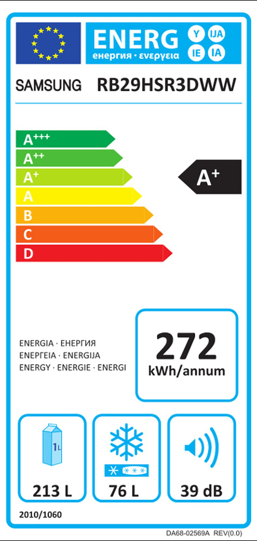 Réfrigérateur avec congélateur SAMSUNG RB29HSR3DWW