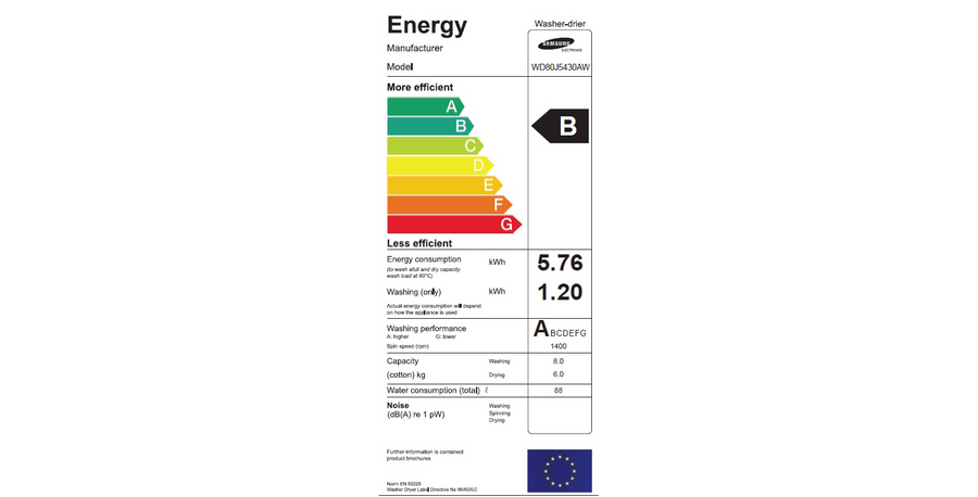 Lave-linge sechant SAMSUNG WD80J5430AW