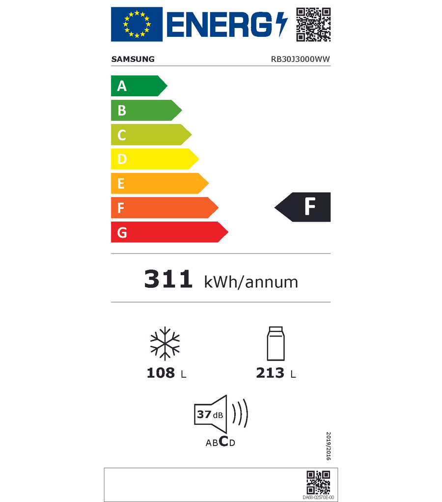 Réfrigérateur avec congélateur SAMSUNG RB30J3000WW