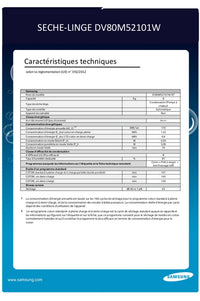 Seche-linge pompe à chaleur SAMSUNG DV80M52101W