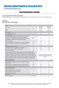 Seche-linge pompe à chaleur SAMSUNG DV90T5240AW