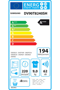 Seche-linge pompe à chaleur SAMSUNG DV90T8240SH