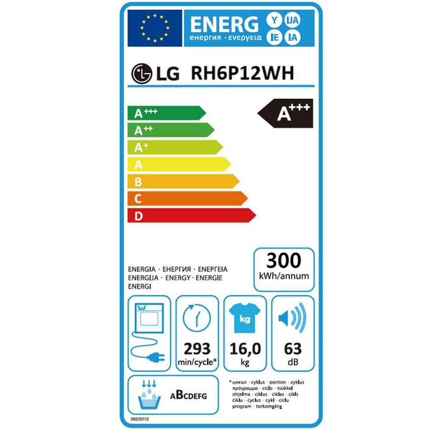 Seche-linge pompe à chaleur LG RH6P12WH
