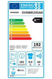 Seche-linge pompe à chaleur SAMSUNG DV90BB5245AW