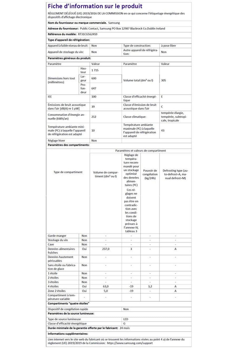 Réfrigérateur Avec Congélateur 305 Litres Neuf SAMSUNG RT31CG5624S9