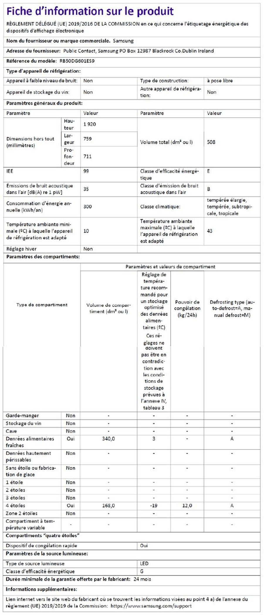Réfrigérateur Avec Congélateur 508 Litres Neuf SAMSUNG RB50DG601ES9