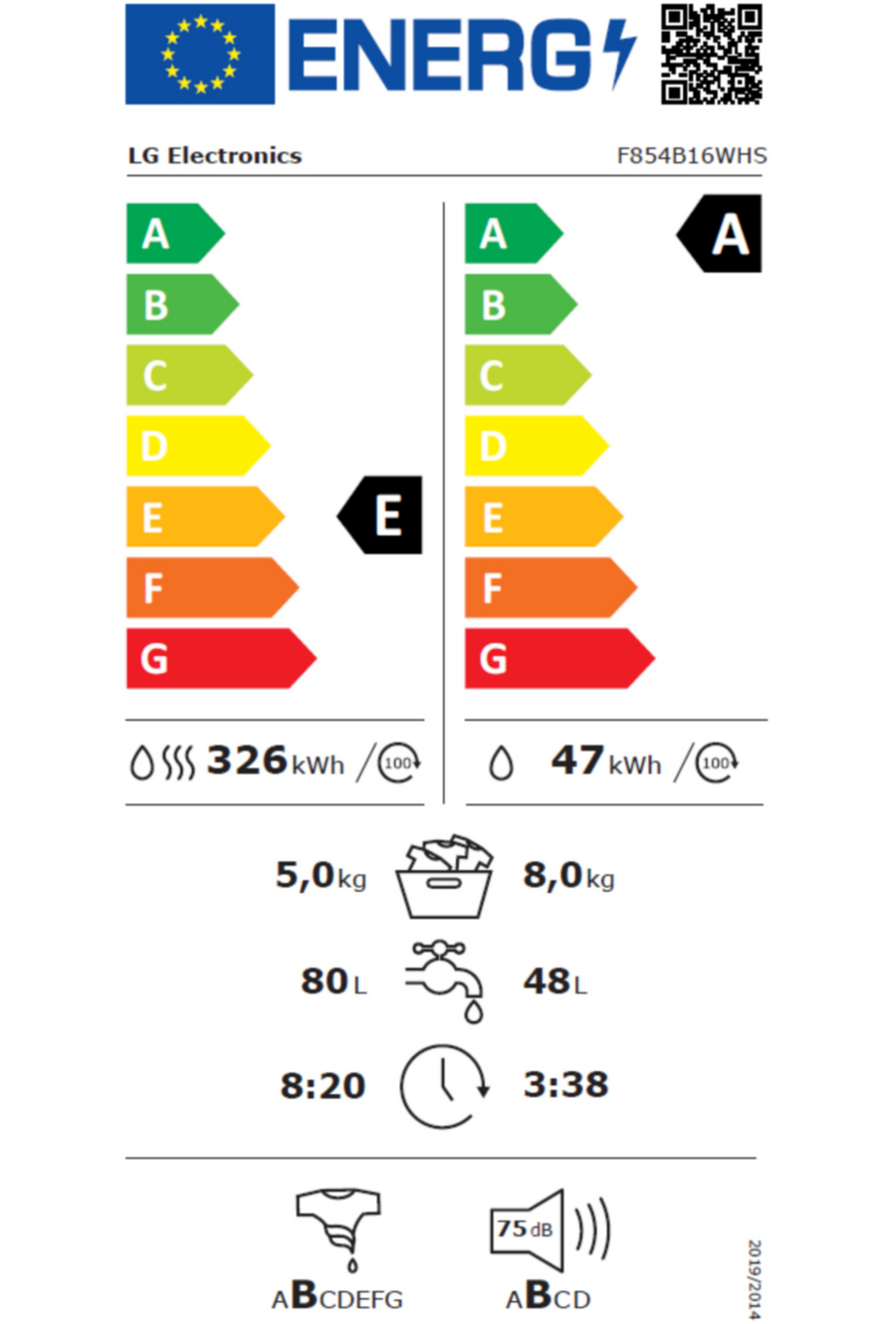 Lave-linge sechant LG F854B16WHS