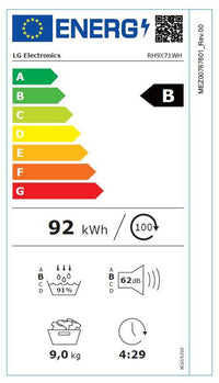 Seche-linge pompe à chaleur LG RH9X71WH