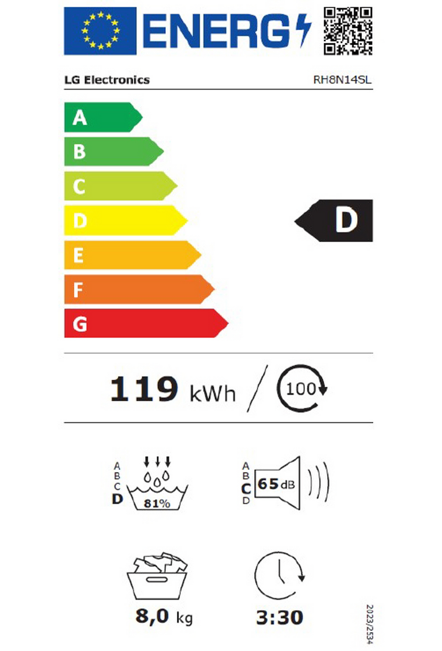 Seche-linge pompe à chaleur LG RH8N14SL