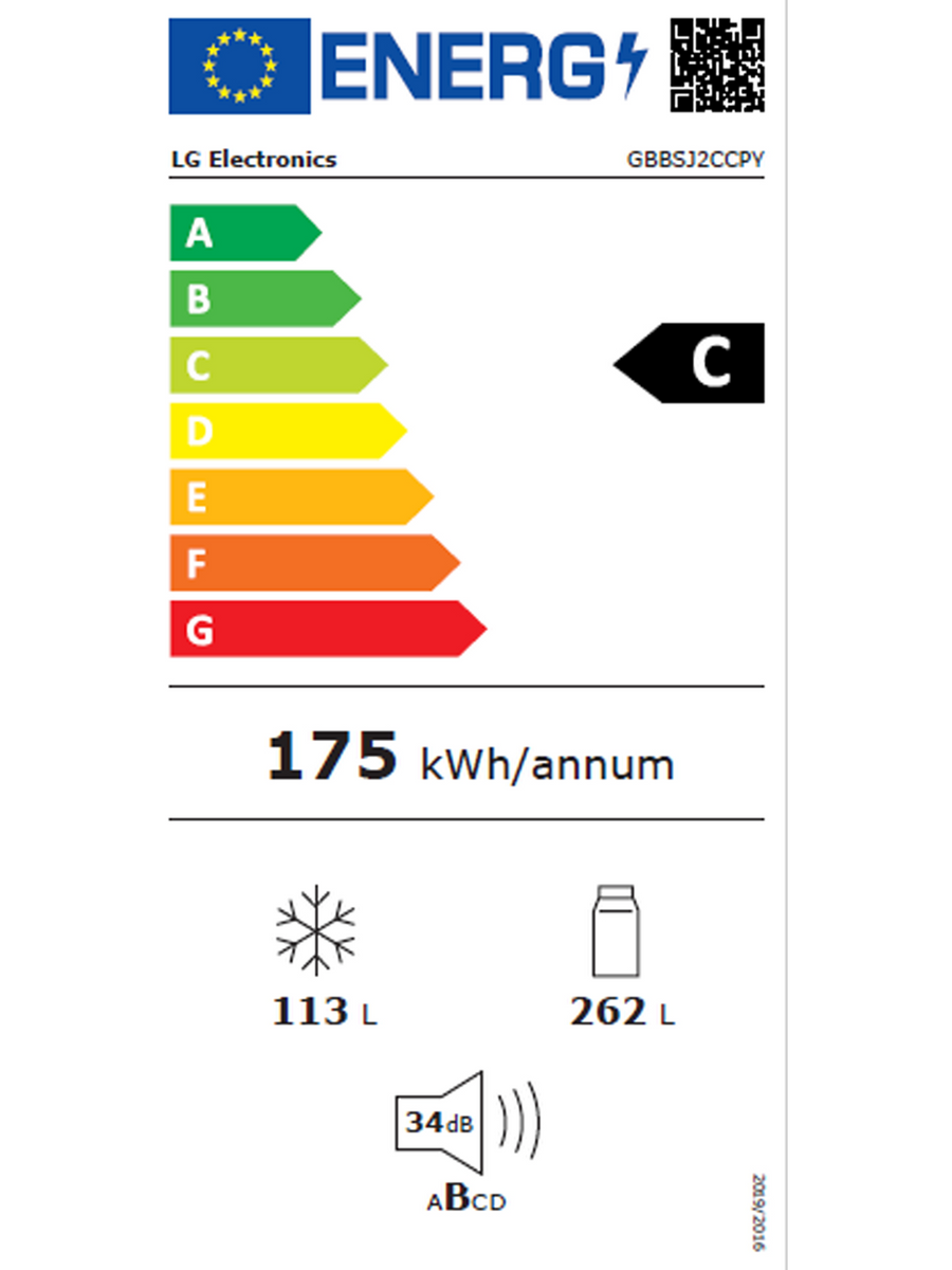 Réfrigérateur Avec Congélateur 375 Litres Neuf LG GBBSJ2CCPY