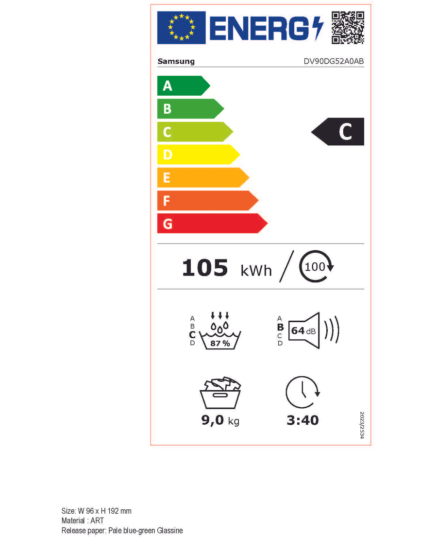 Seche-linge pompe à chaleur SAMSUNG DV90DG52A0AB