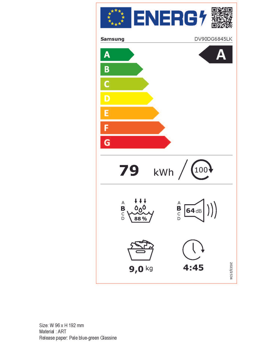 Seche-linge pompe à chaleur SAMSUNG DV90DG6845LK