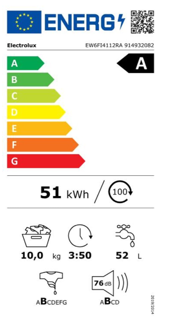 Lave-linge Hublot 10 kg Reconditionné ELECTROLUX EW6FI4112RA