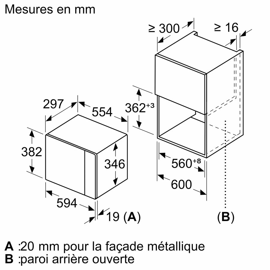 Four Micro-ondes Encastrable 20 L Reconditionné SIEMENS BE523LMB1