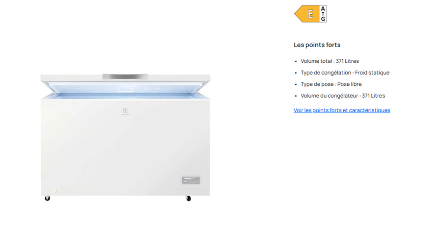 Congélateur Coffre Reconditionné ELECTROLUX  Lcb3le38w0
