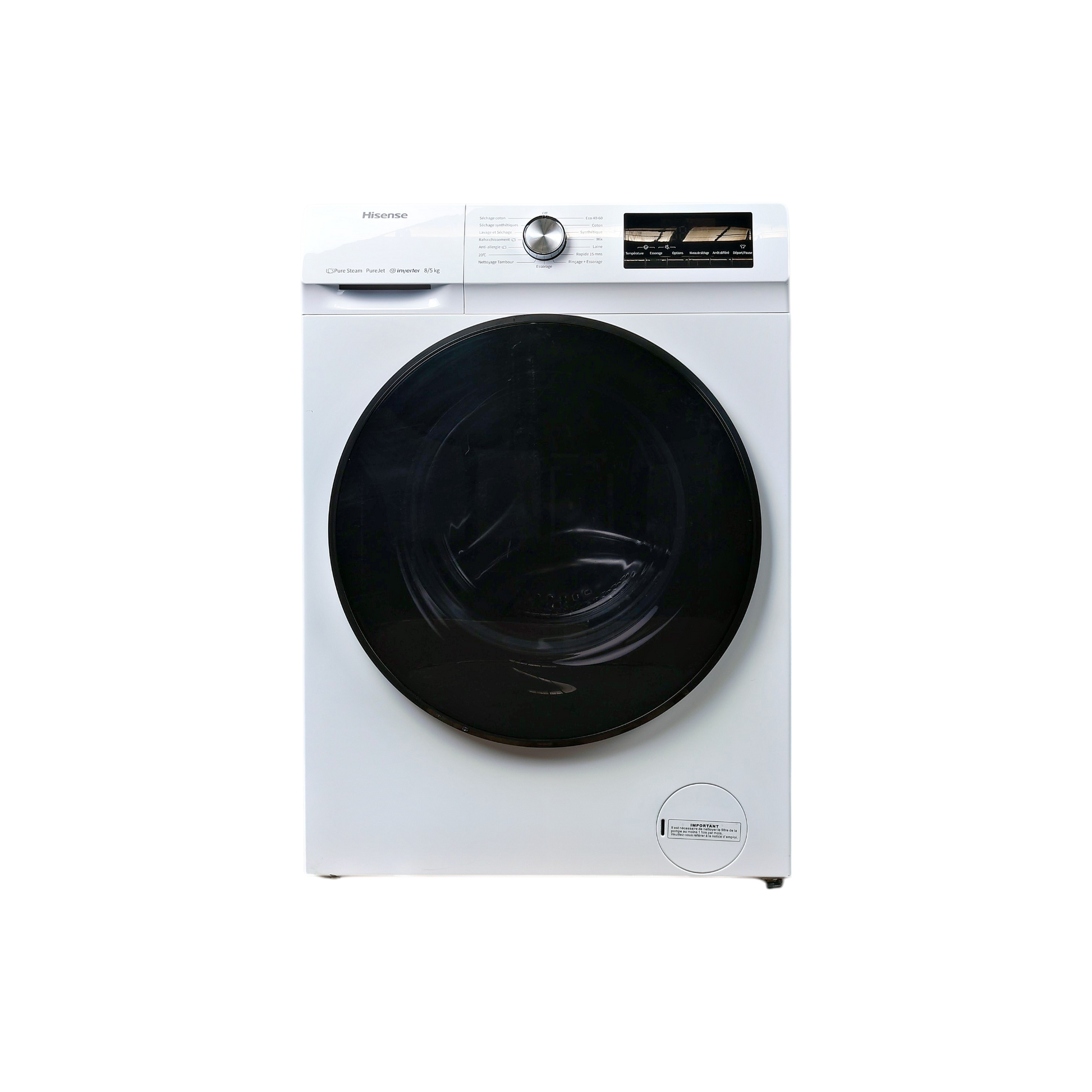 Lave-Linge Sechant 8 kg Reconditionné HISENSE WDQA8014EVJM : vue de face