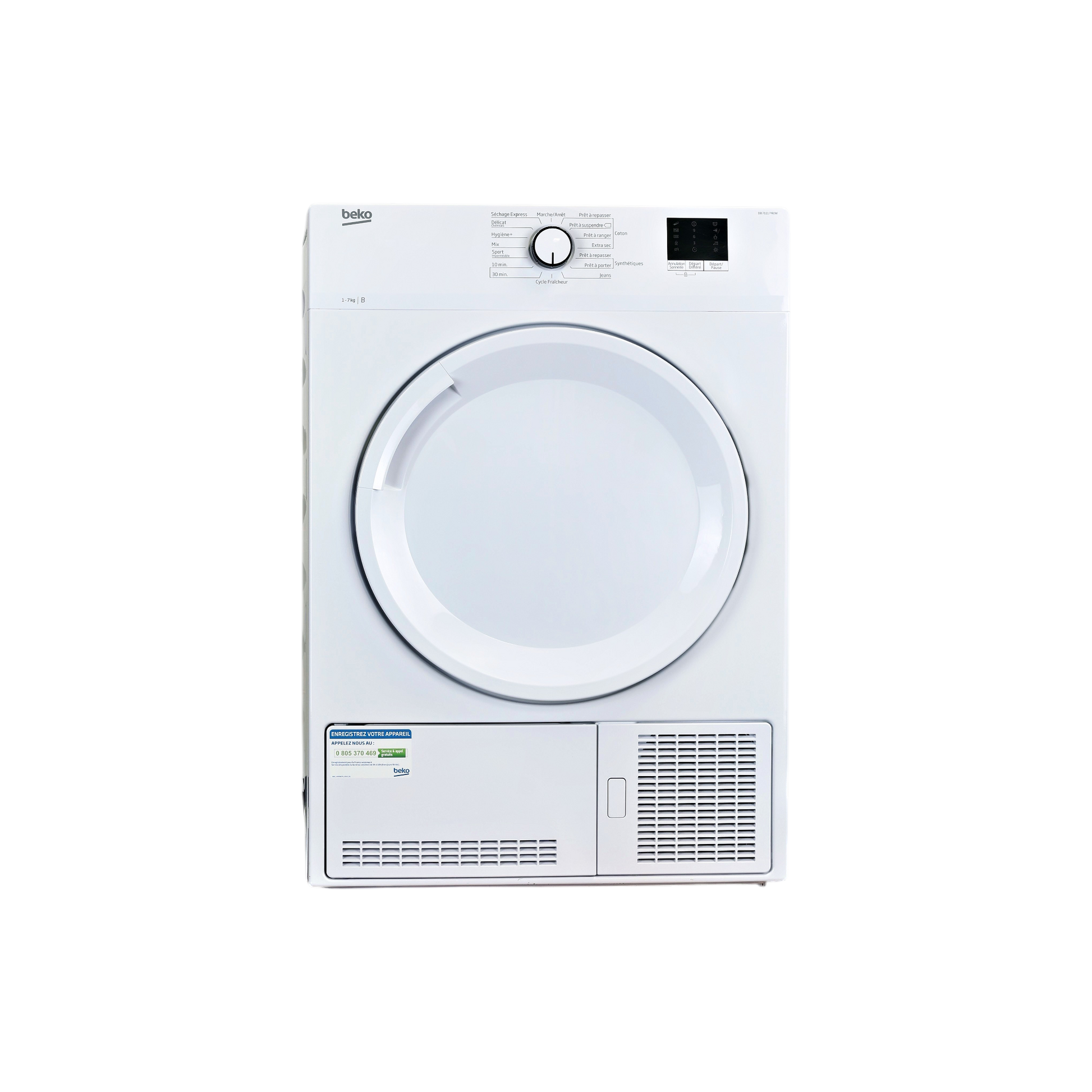 Seche-Linge Condensation 7 kg Reconditionné BEKO DB7111PA0W : vue de face