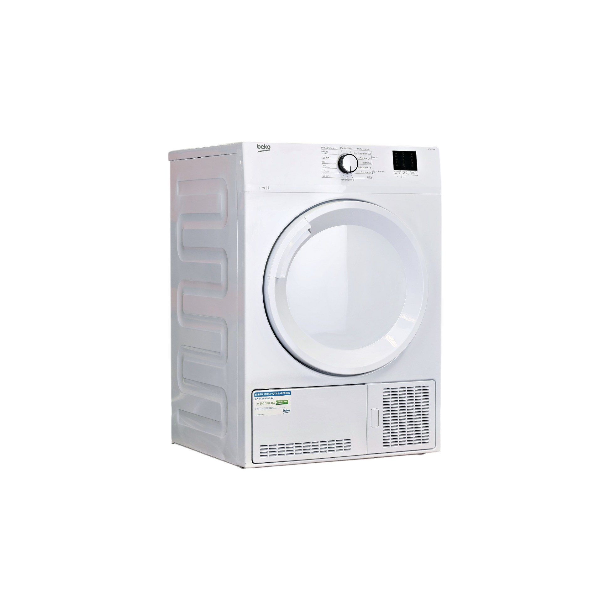 Seche-Linge Condensation 7 kg Reconditionné BEKO DB7111PA0W : vue du côté droit
