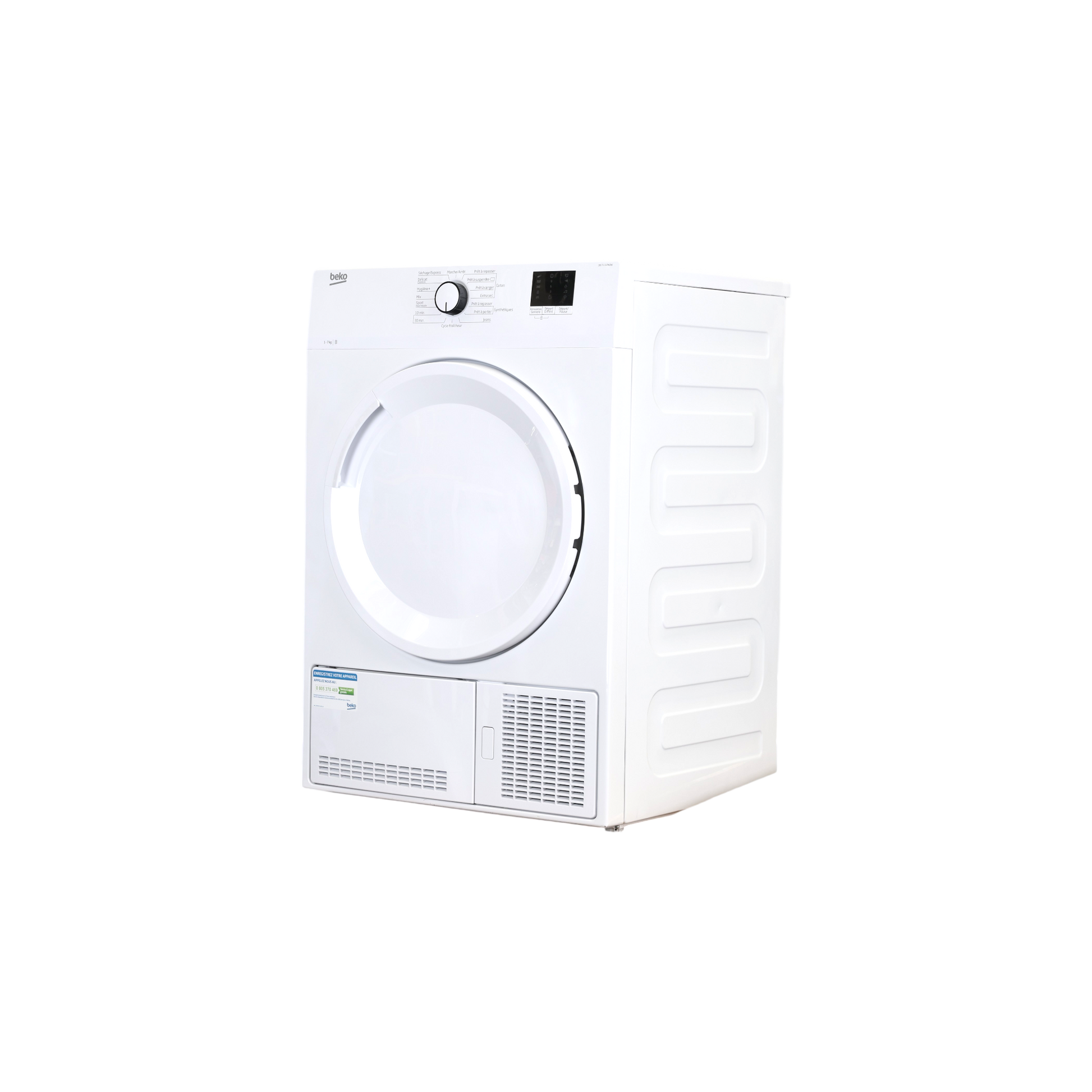 Seche-Linge Condensation 7 kg Reconditionné BEKO DB7111PA0W : vue du côté gauche
