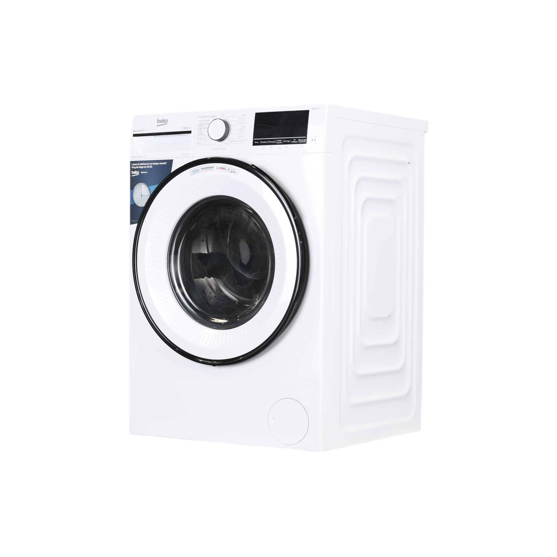 Lave-Linge Sechant 10 kg Reconditionné BEKO B3YDFT51044W : vue du côté gauche
