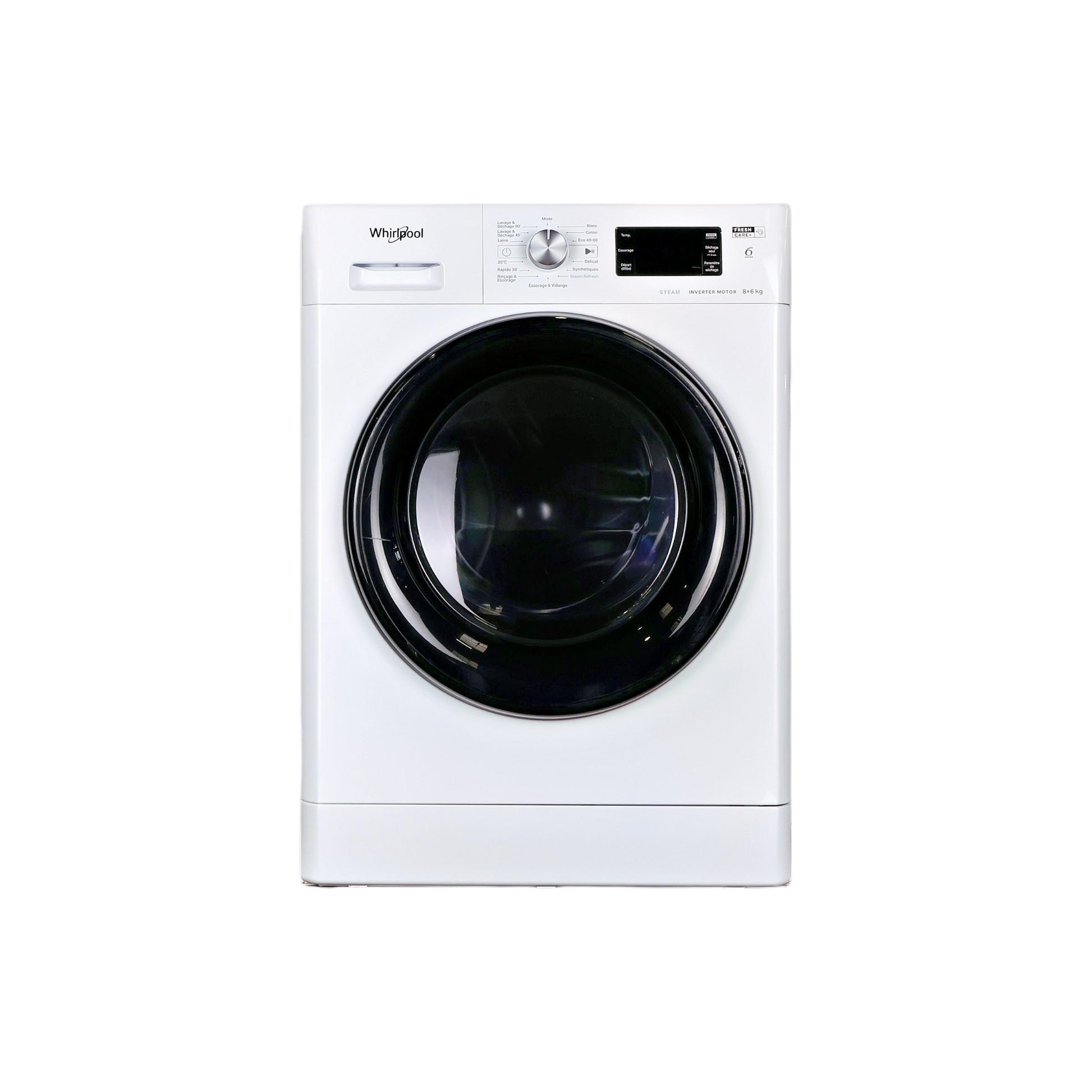 Lave-Linge Sechant 8 kg Reconditionné WHIRLPOOL FFWDB864369BVFR : vue de face