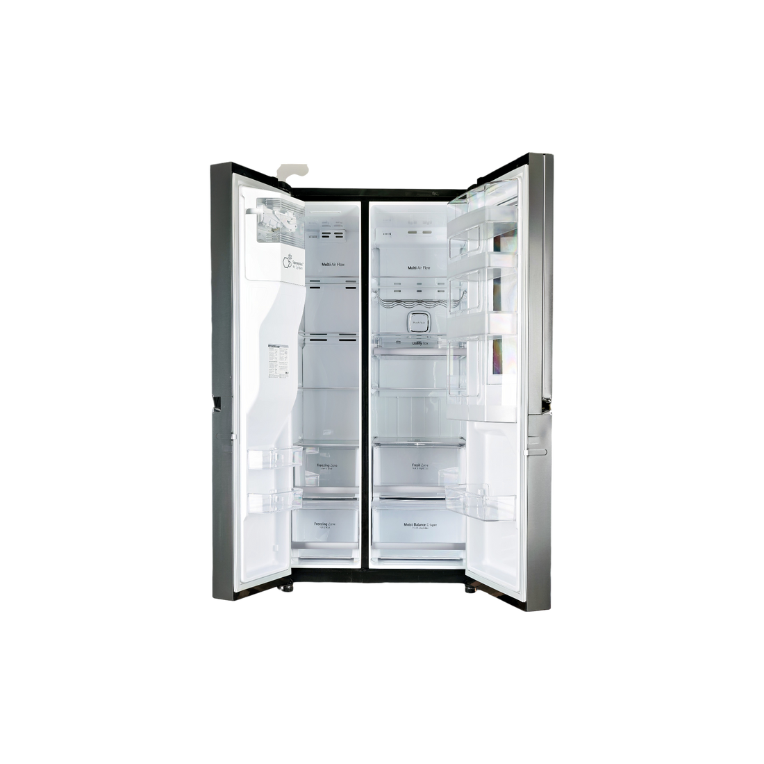 Réfrigérateur Américain 601 L Reconditionné LG GSX960MCAZ : vue de l'intérieur