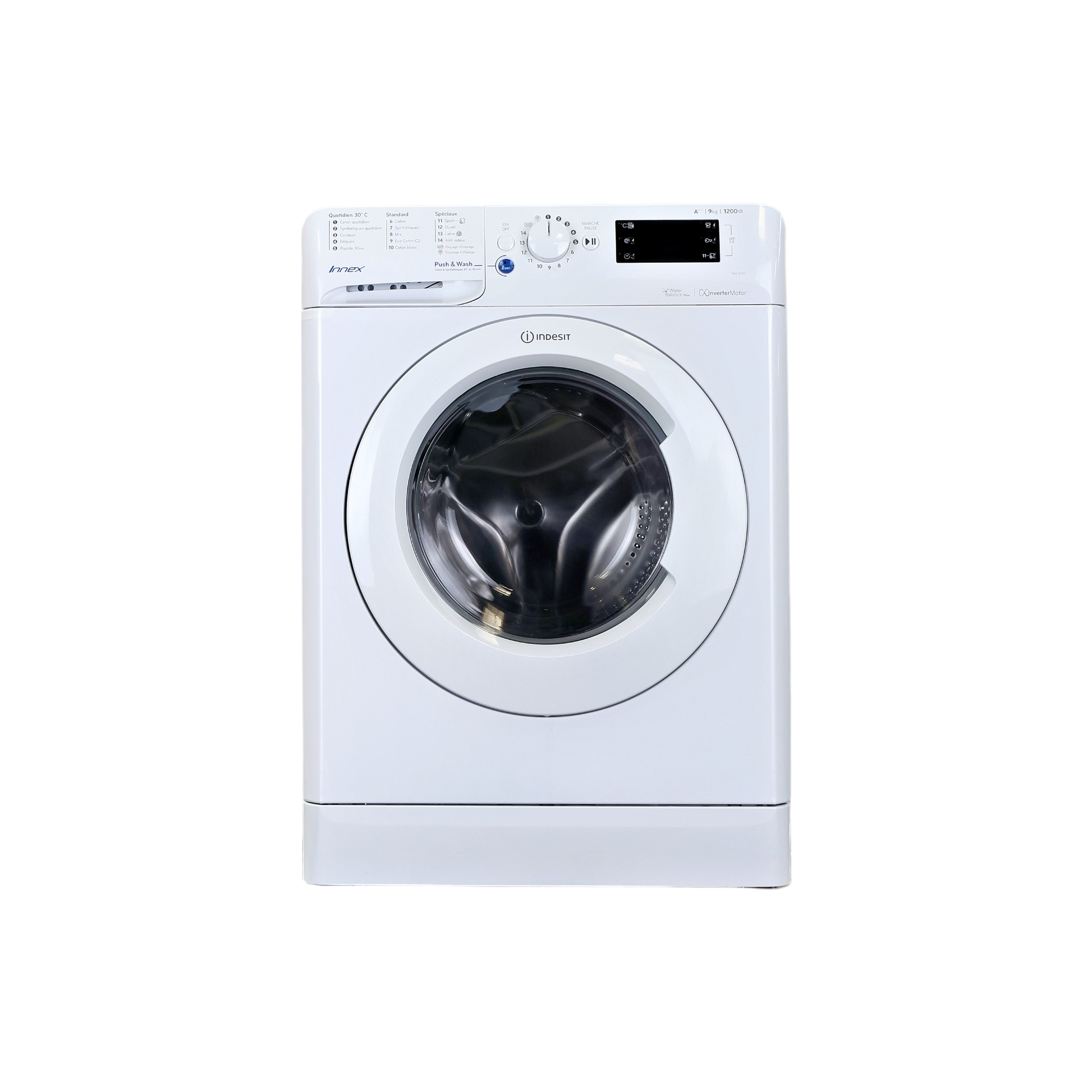 Lave-Linge Hublot 9 kg Reconditionné INDESIT BWE 91283X W FR : vue de face