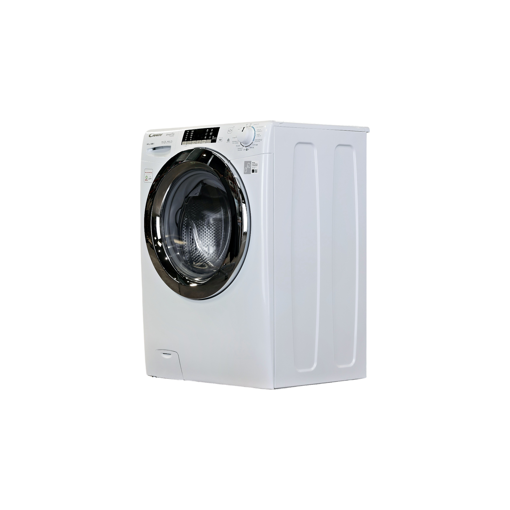 Lave-Linge Sechant 8 kg Reconditionné CANDY CSOW5854TWMC-S : vue du côté gauche