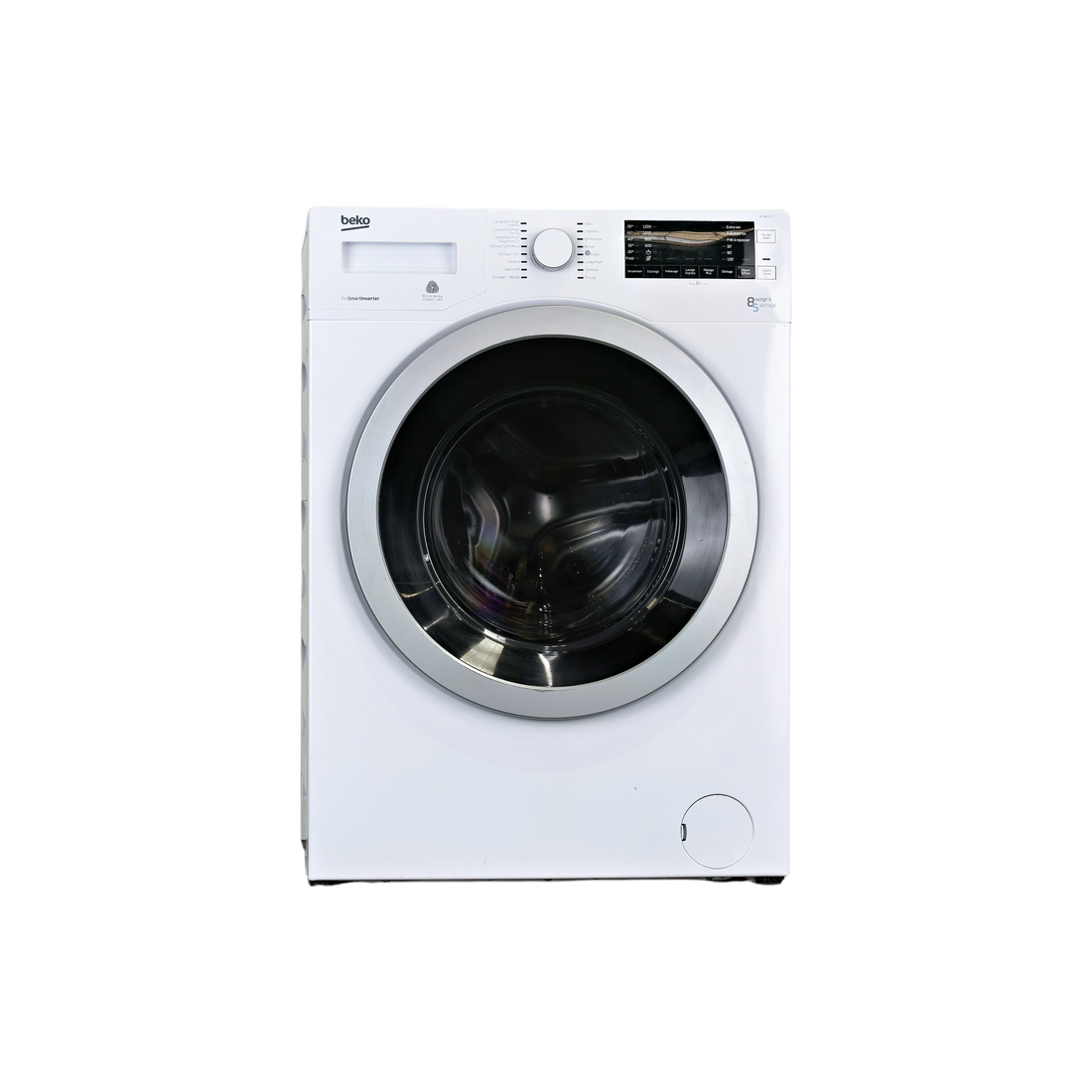 Lave-Linge Sechant 8 kg Reconditionné BEKO WDW85122 : vue de face