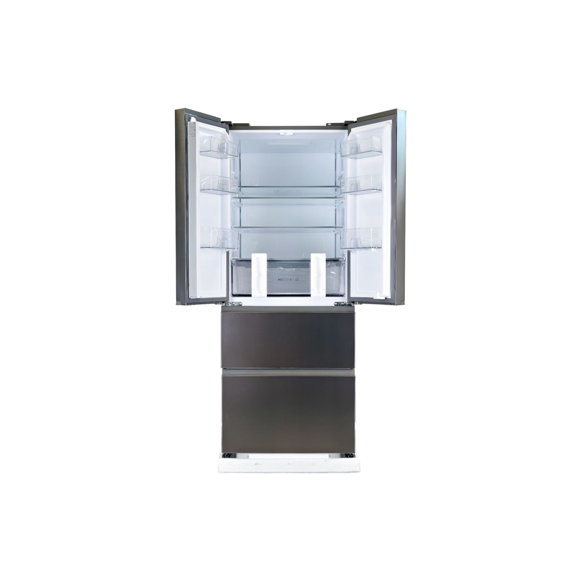 Réfrigérateur Américain 402 L Reconditionné HAIER HFR3718ENMM : vue de l'intérieur