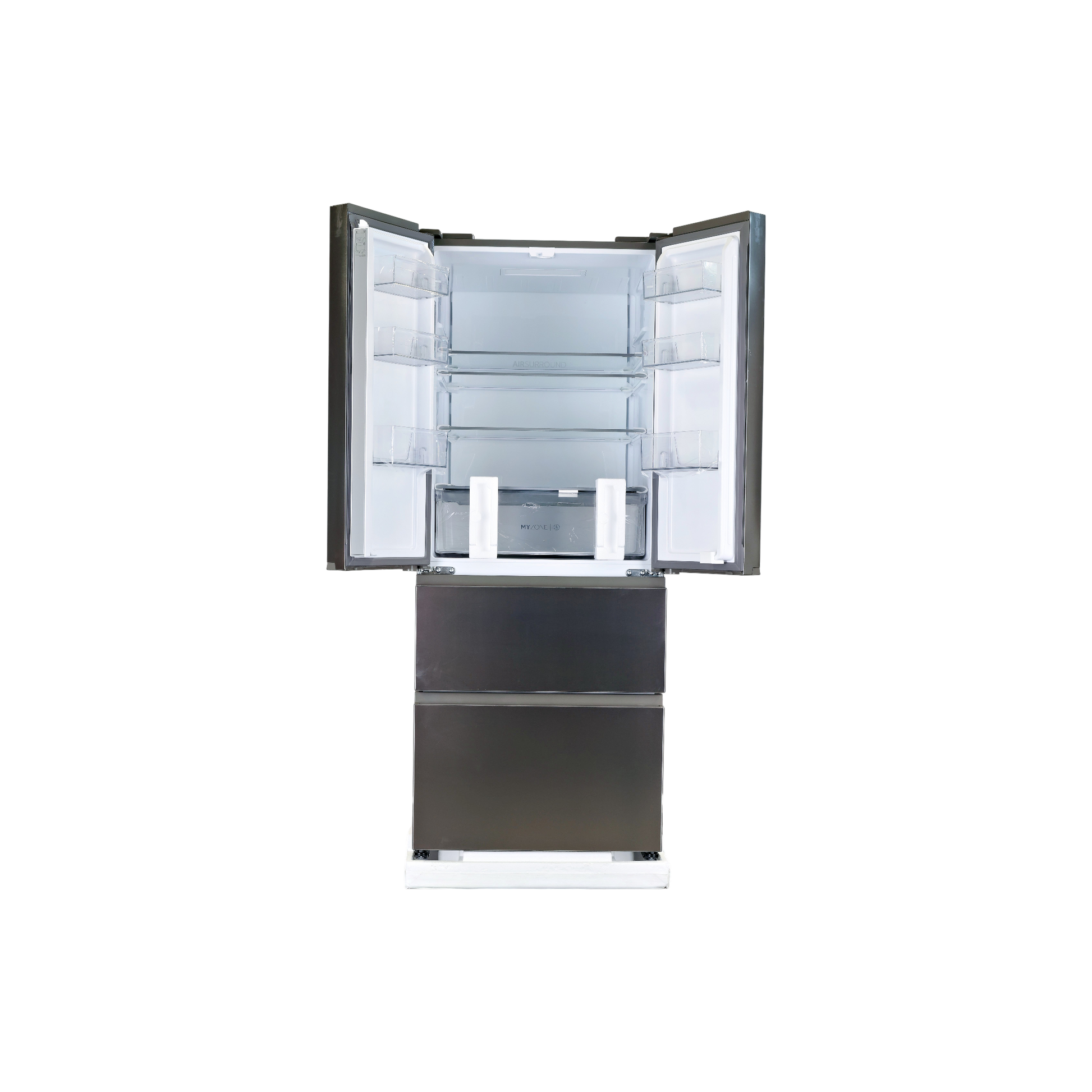 Réfrigérateur Américain 402 L Reconditionné HAIER HFR3718ENMM : vue de l'intérieur