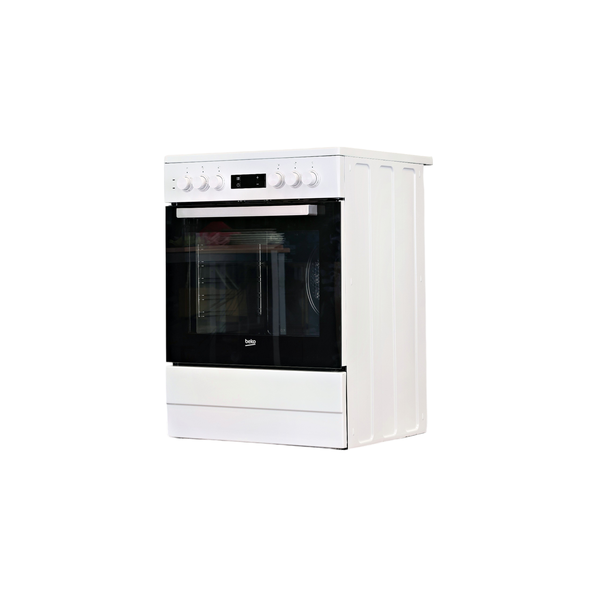 Cuisinière Vitrocéramique  Reconditionné BEKO FSE67300WCS : vue du côté gauche