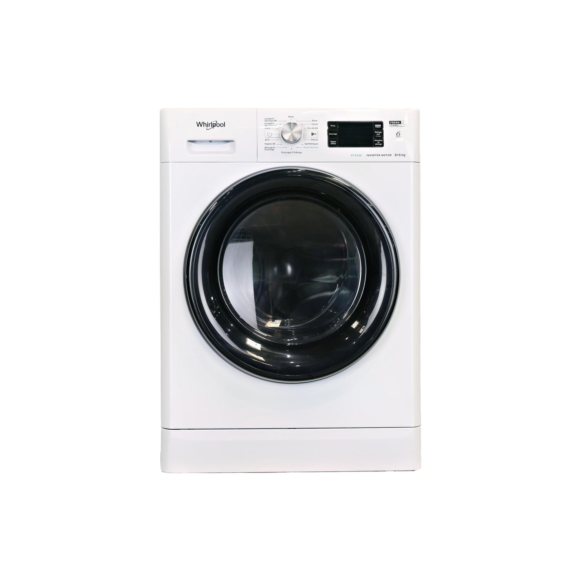 Lave-Linge Sechant 8 kg Reconditionné WHIRLPOOL FFWDB864489BVFR : vue de face