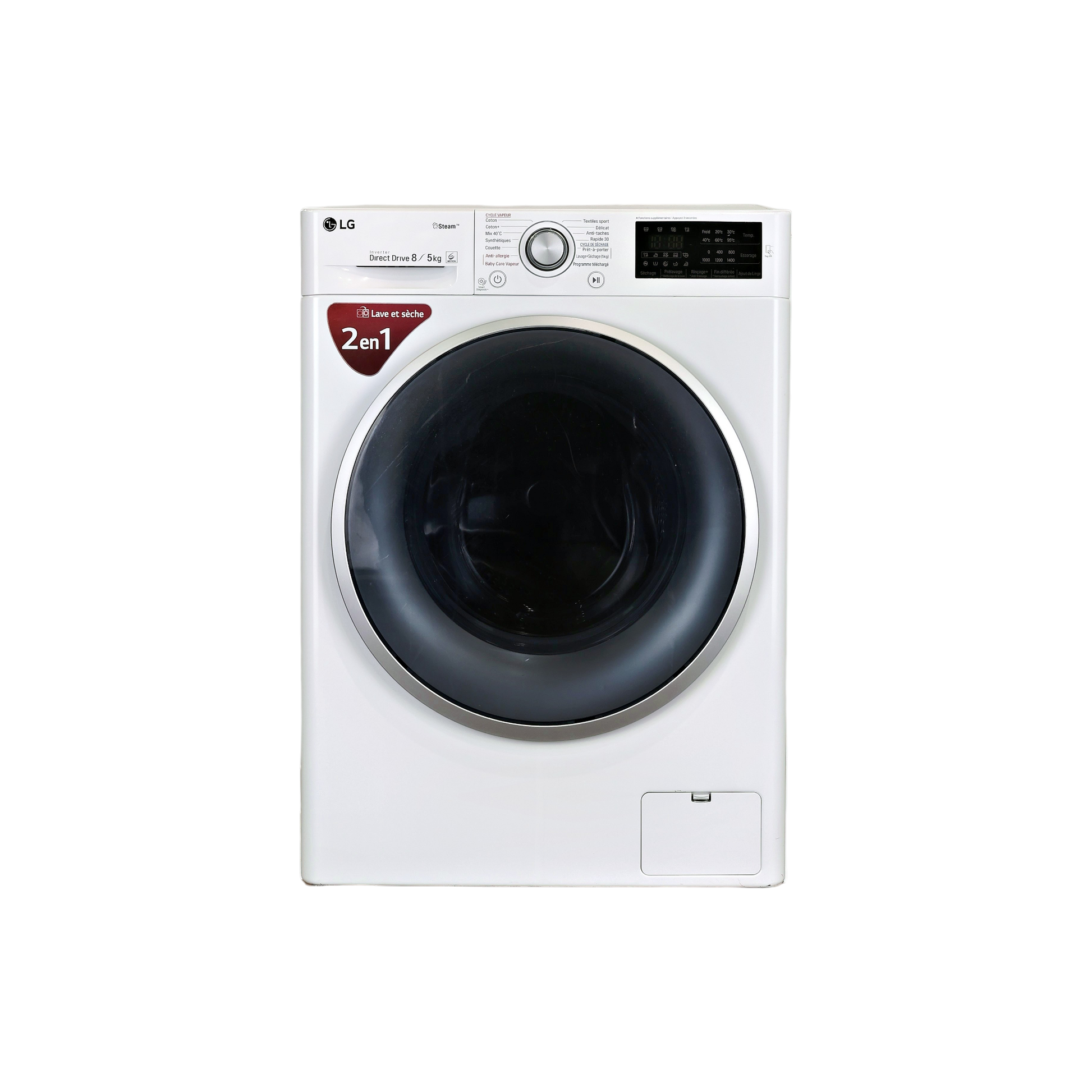 Lave-Linge Sechant 8 kg Reconditionné LG F854J61WRS : vue de face