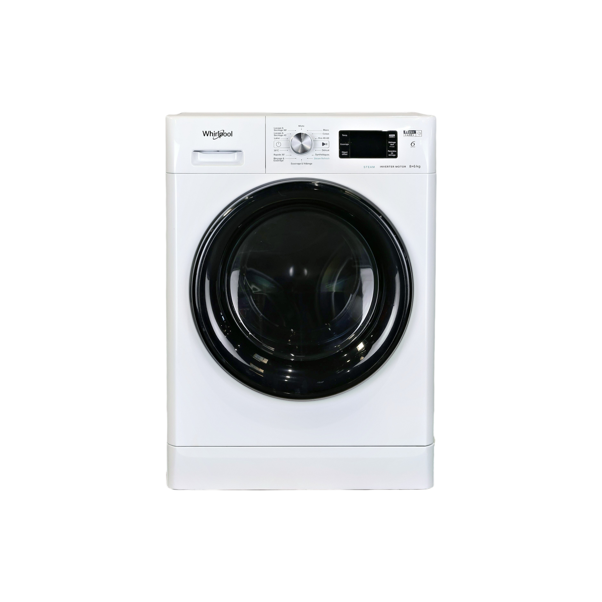 Lave-Linge Sechant 8 kg Reconditionné WHIRLPOOL FFWDB864369BVFR : vue de face