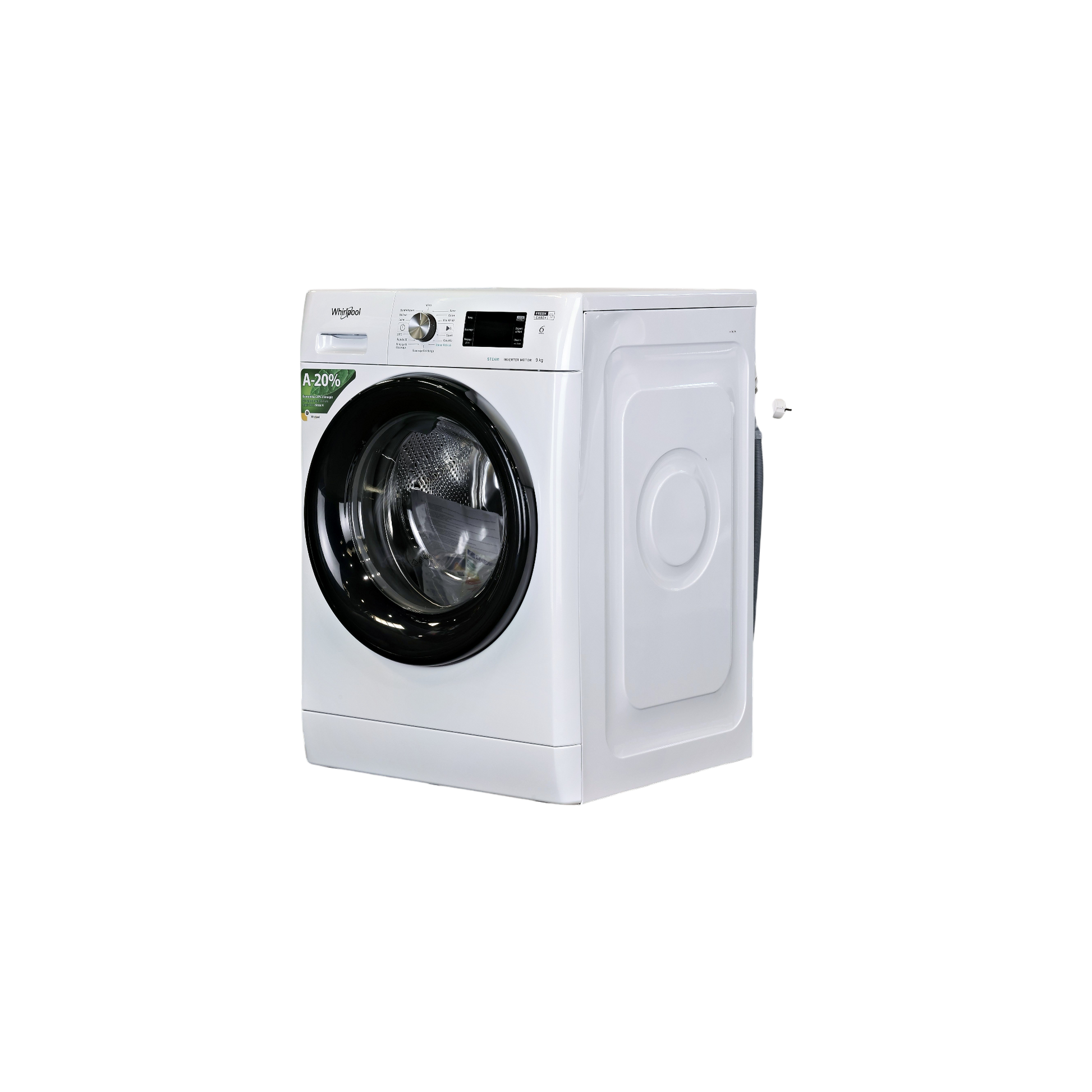 Lave-Linge Hublot 9 kg Reconditionné WHIRLPOOL FFBB9489BVFR : vue du côté gauche