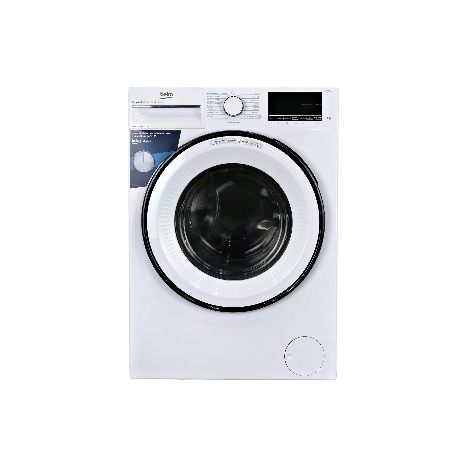Lave-Linge Sechant 10 kg Reconditionné BEKO B3YDFT51044W : vue de face