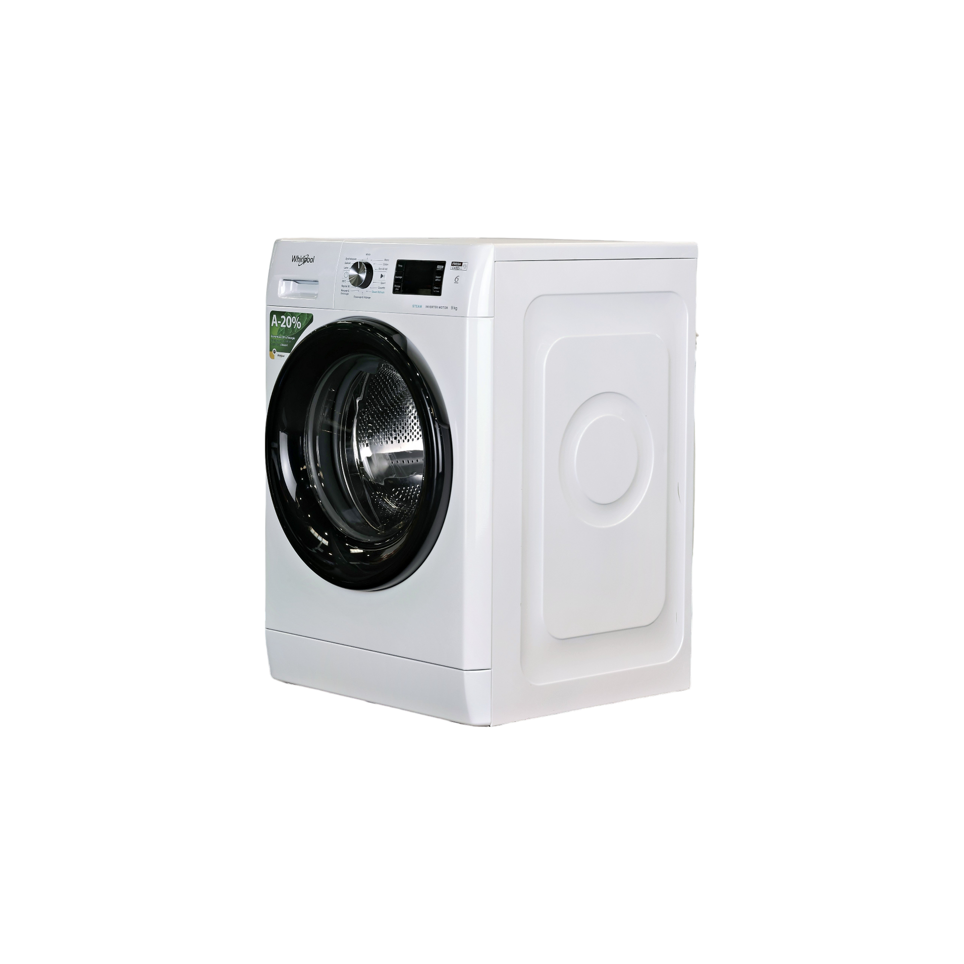 Lave-Linge Hublot 9 kg Reconditionné WHIRLPOOL FFBP9489BVFR : vue du côté gauche