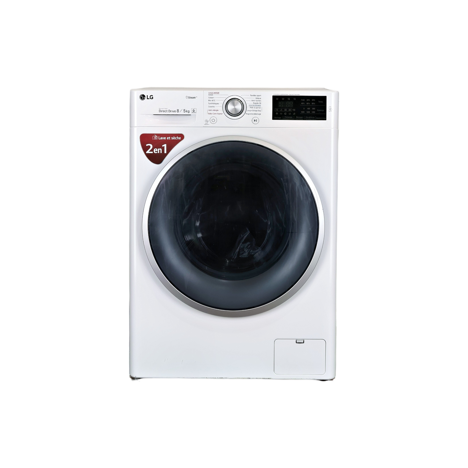 Lave-Linge Sechant 8 kg Reconditionné LG F854J61WRS : vue de face