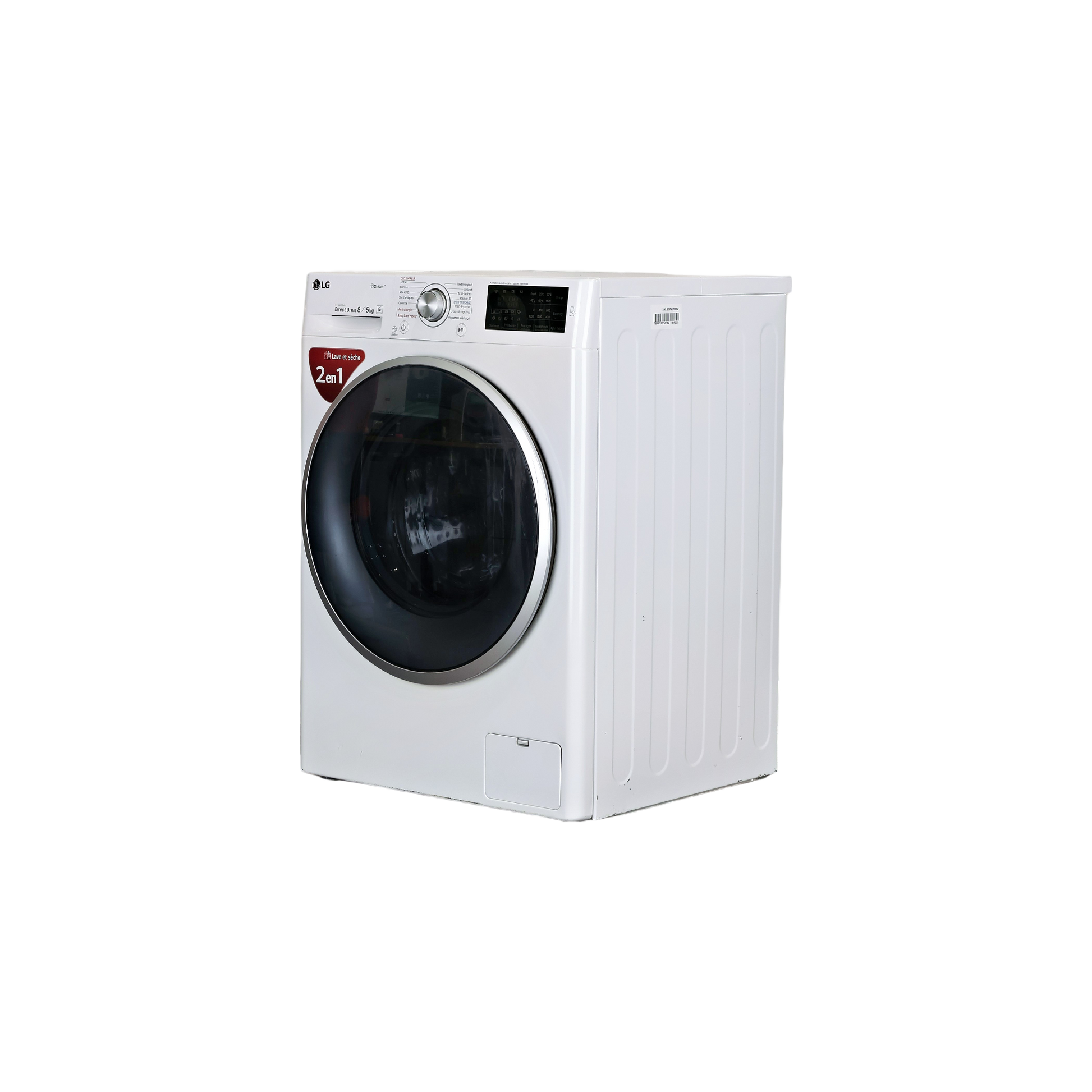 Lave-Linge Sechant 8 kg Reconditionné LG F854J61WRS : vue du côté gauche