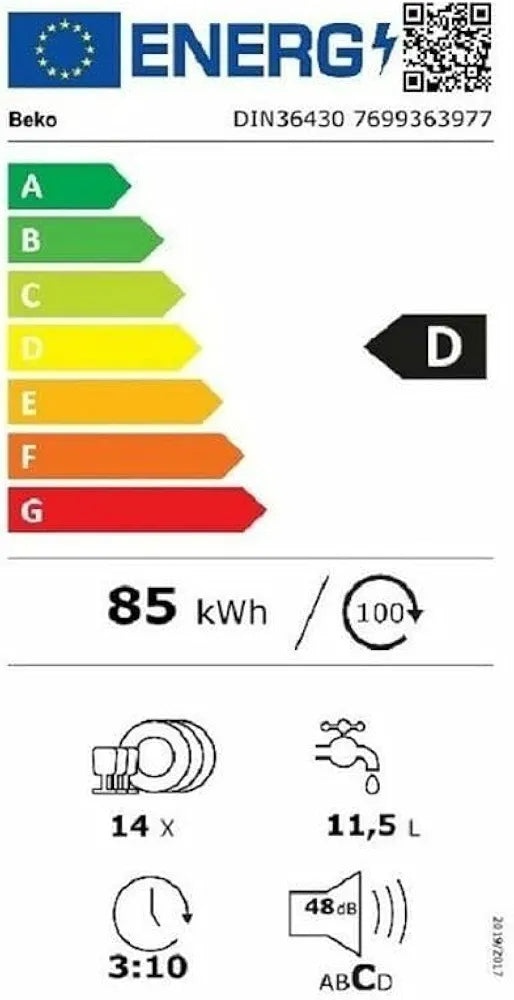 Lave-Vaisselle Encastrable 14 Cvts Reconditionné BEKO DIN36430 : détails