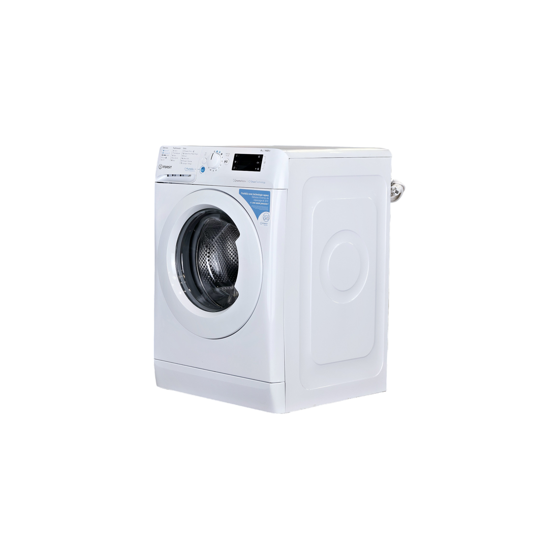 Lave-Linge Hublot 8 kg Reconditionné INDESIT BWE81496XWVFR : vue du côté gauche