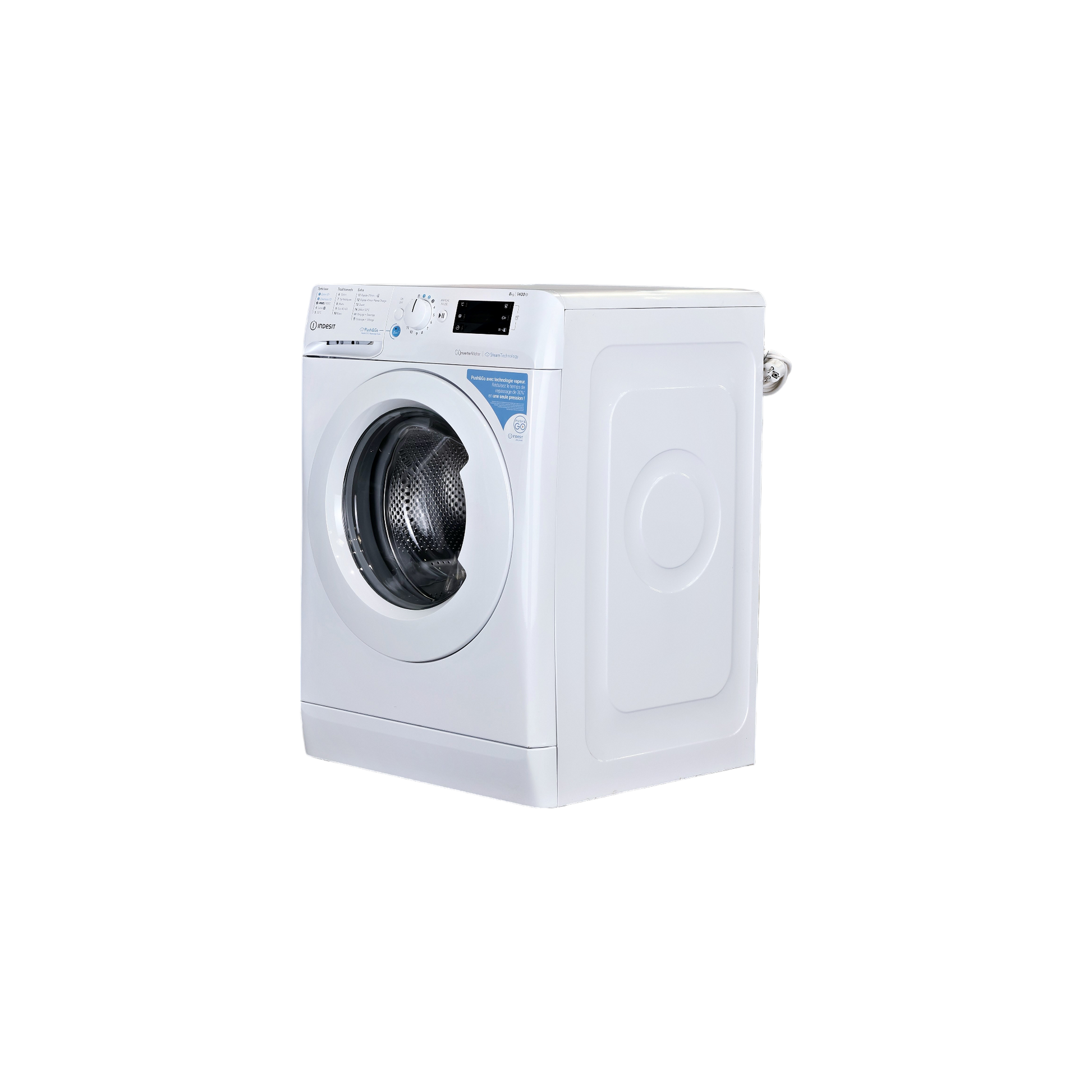 Lave-Linge Hublot 8 kg Reconditionné INDESIT BWE81496XWVFR : vue du côté gauche