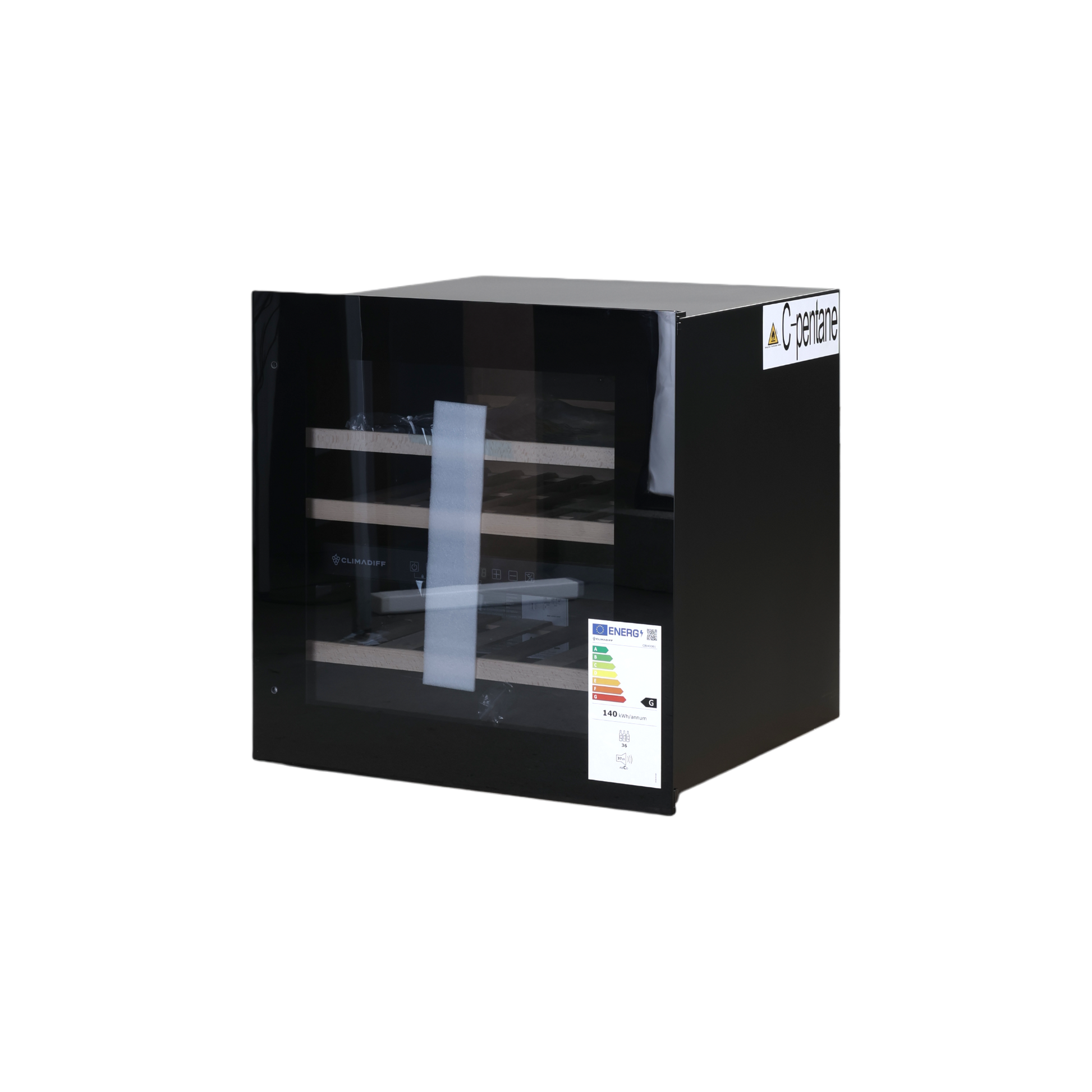 Cave À Vin Encastrable 36 Bouteilles Reconditionné CLIMADIFF CBI40DB1 : vue du côté gauche